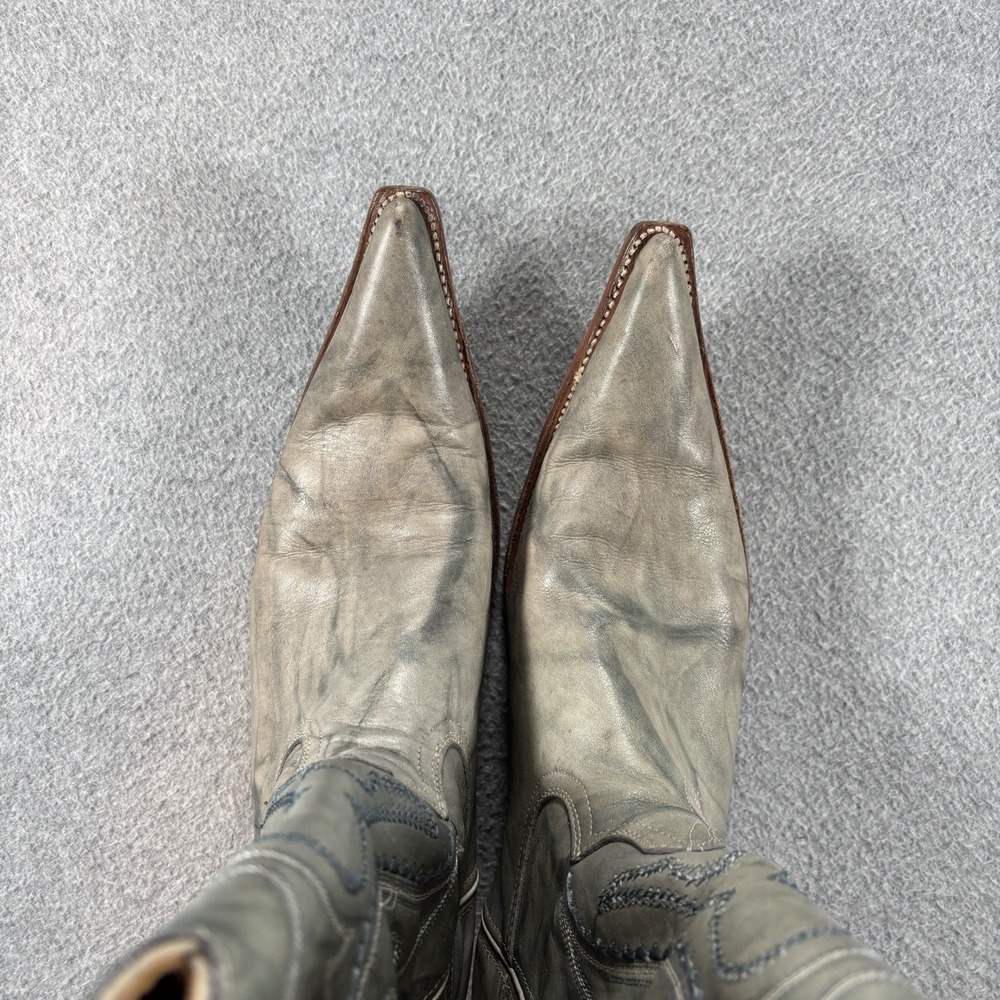 Aguila Real Western Cowboy Boots Mens Size 10 Gray Distressed Leather Square Toe - Picture 16 of 16